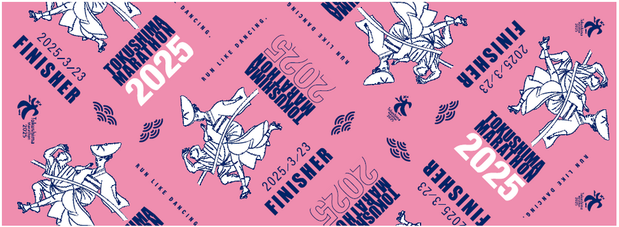デザインコンセプト
「FINISHER」の文字やイラストがタオル地に踊るフィニッシャータオルは、走る踊り子たちもゴールテープを切って完走を讃えます。ゴール地点でたくさんのタオルがランナーを華やかに迎えられるよう、春らしくピンクのカラーでデザインしました。
アドレナリンデザイン
浮津雪菜/浮津吉陽